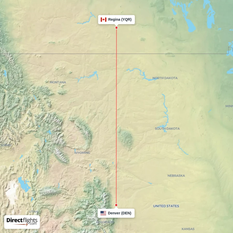 DEN - YQR route map