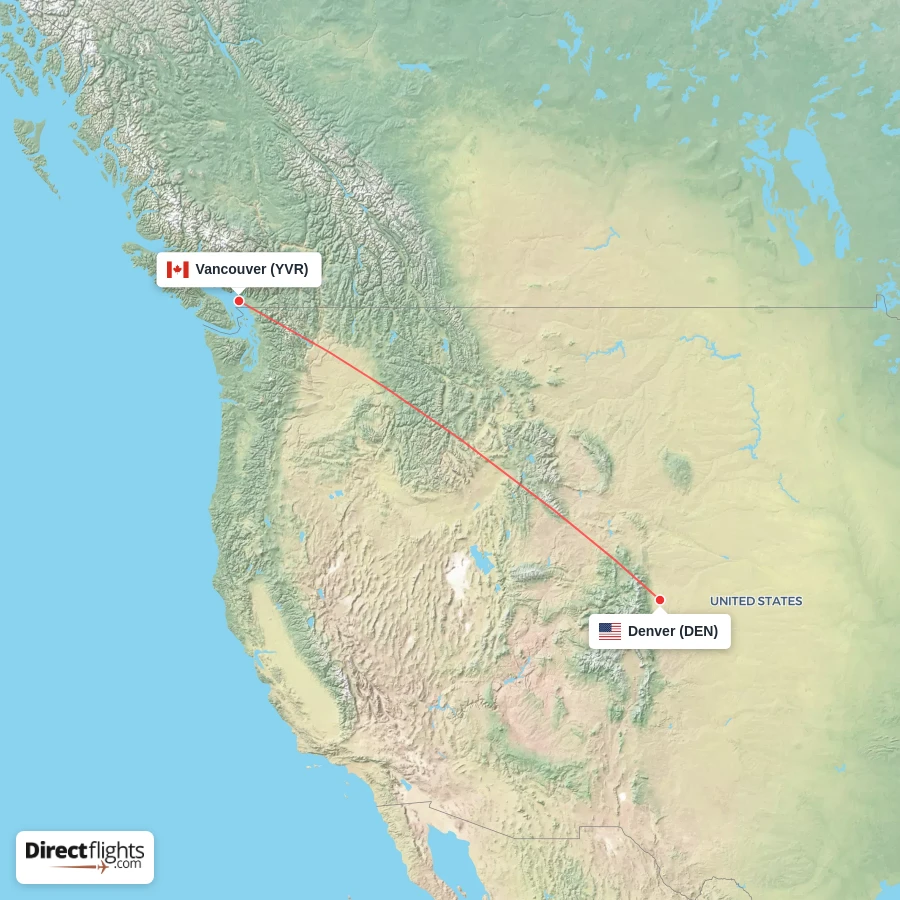 DEN - YVR route map