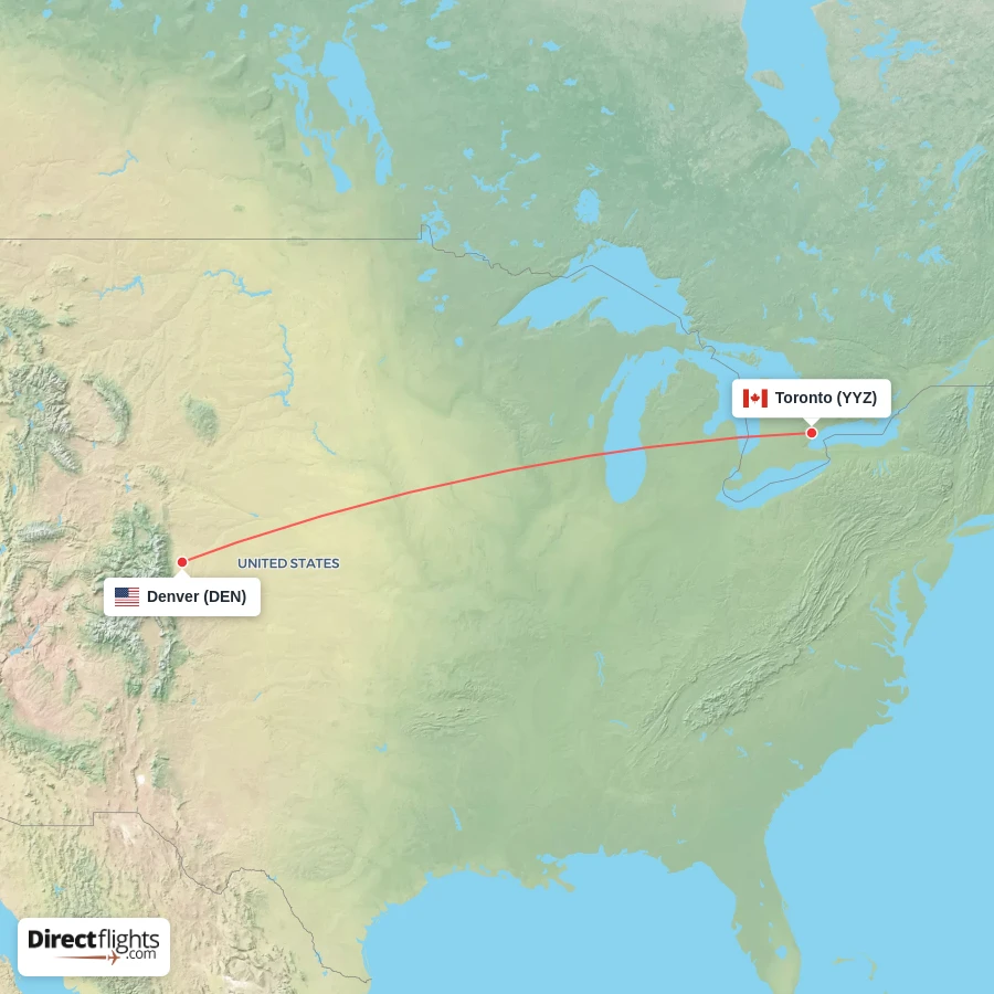DEN - YYZ route map