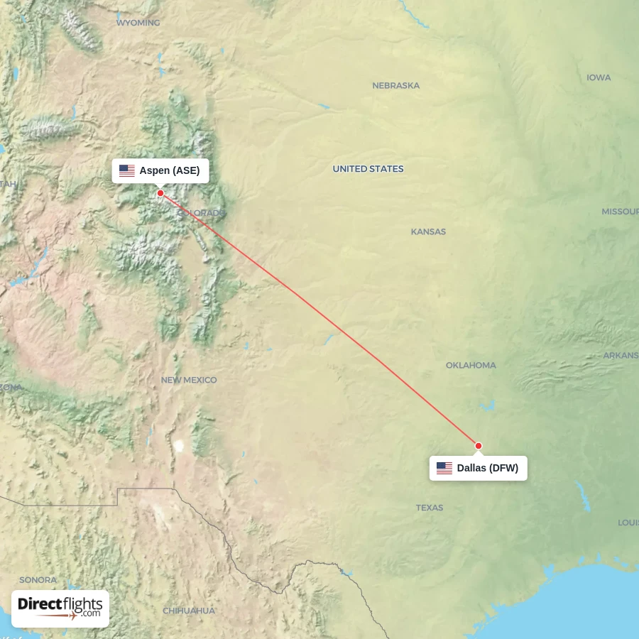 DFW - ASE route map