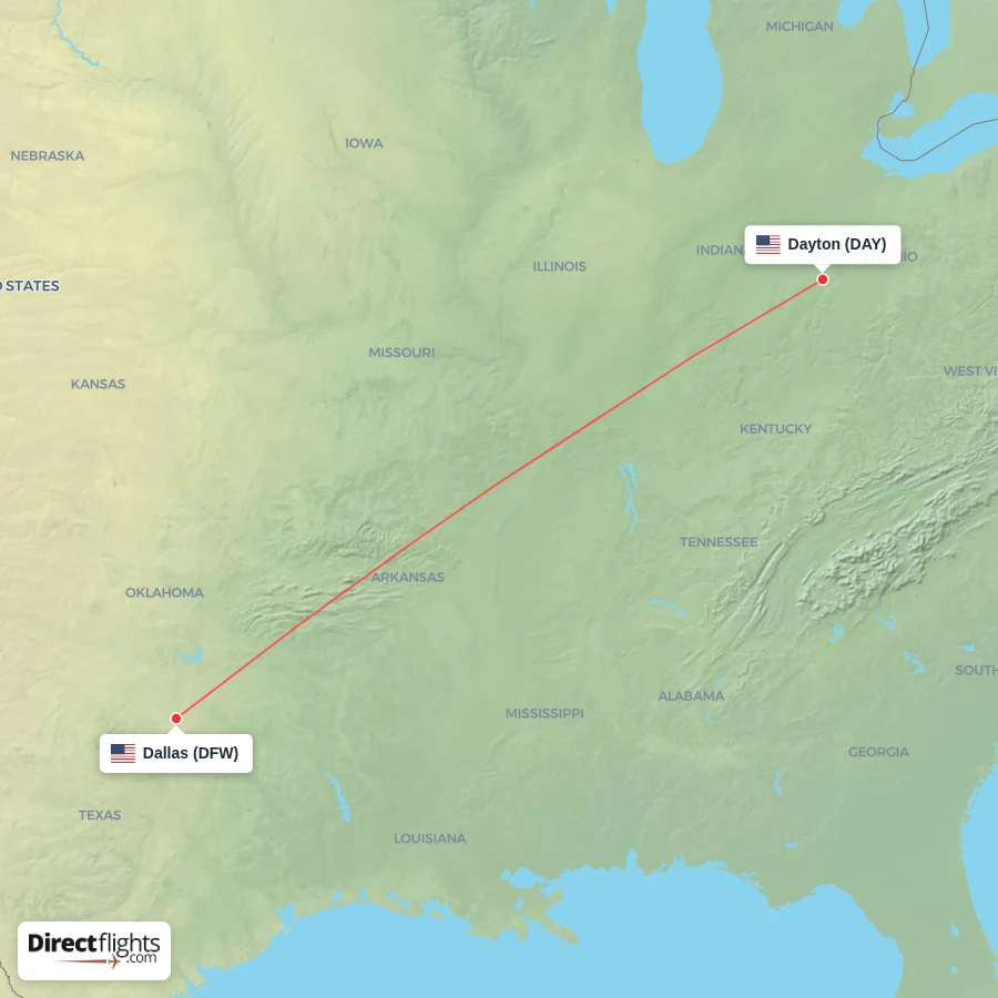 DFW - DAY route map