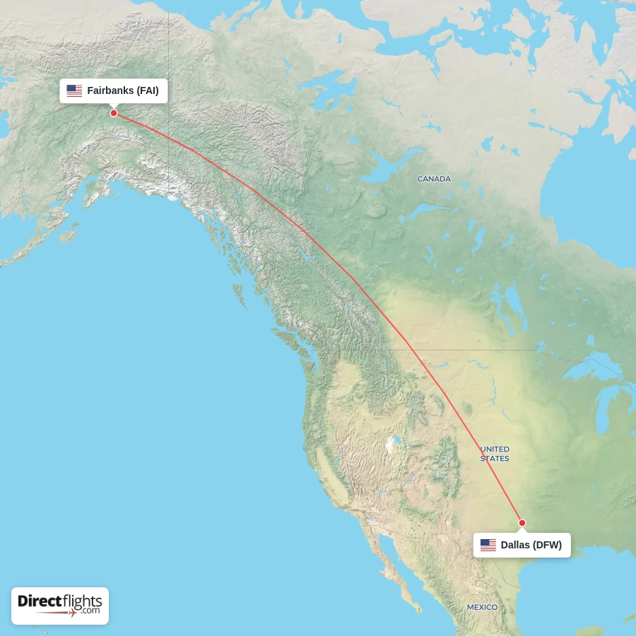 DFW - FAI route map