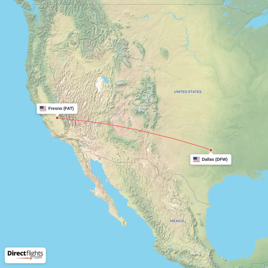DFW - FAT route map