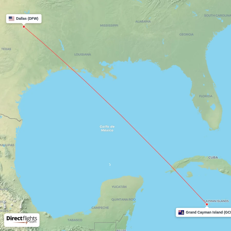 DFW - GCM route map