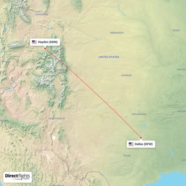 Dallas - Hayden direct flight map