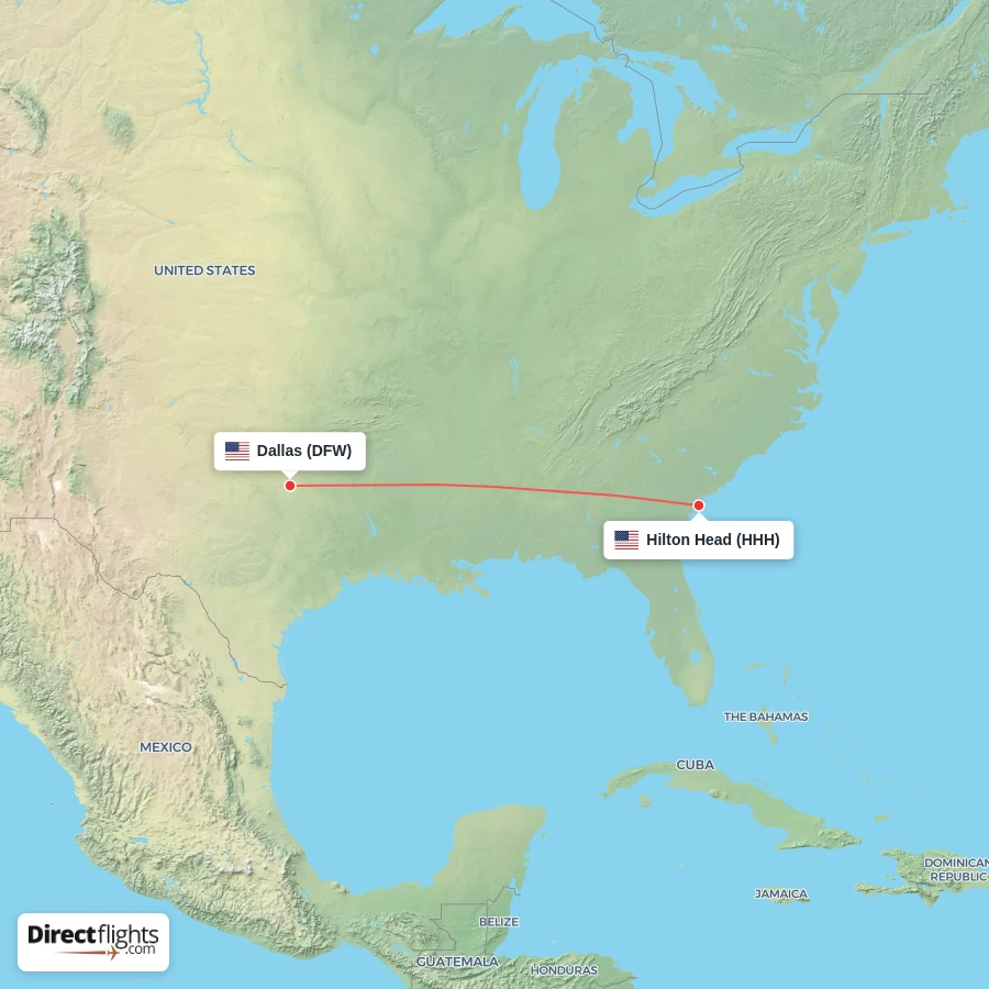 DFW - HHH route map