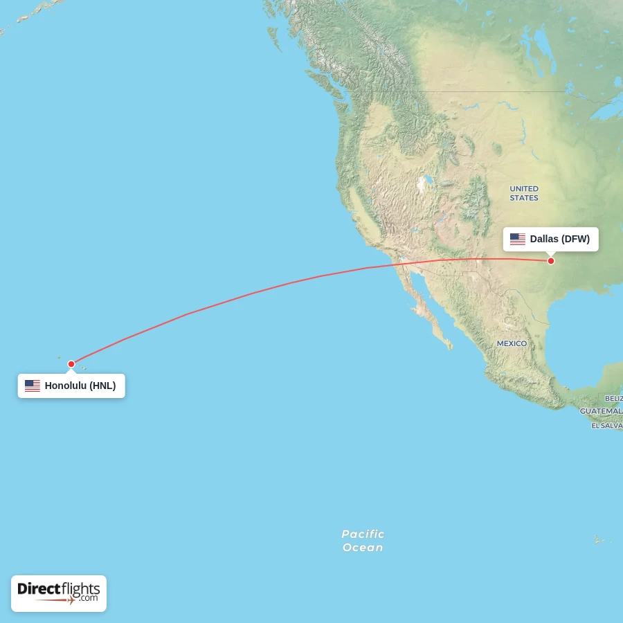 DFW - HNL route map