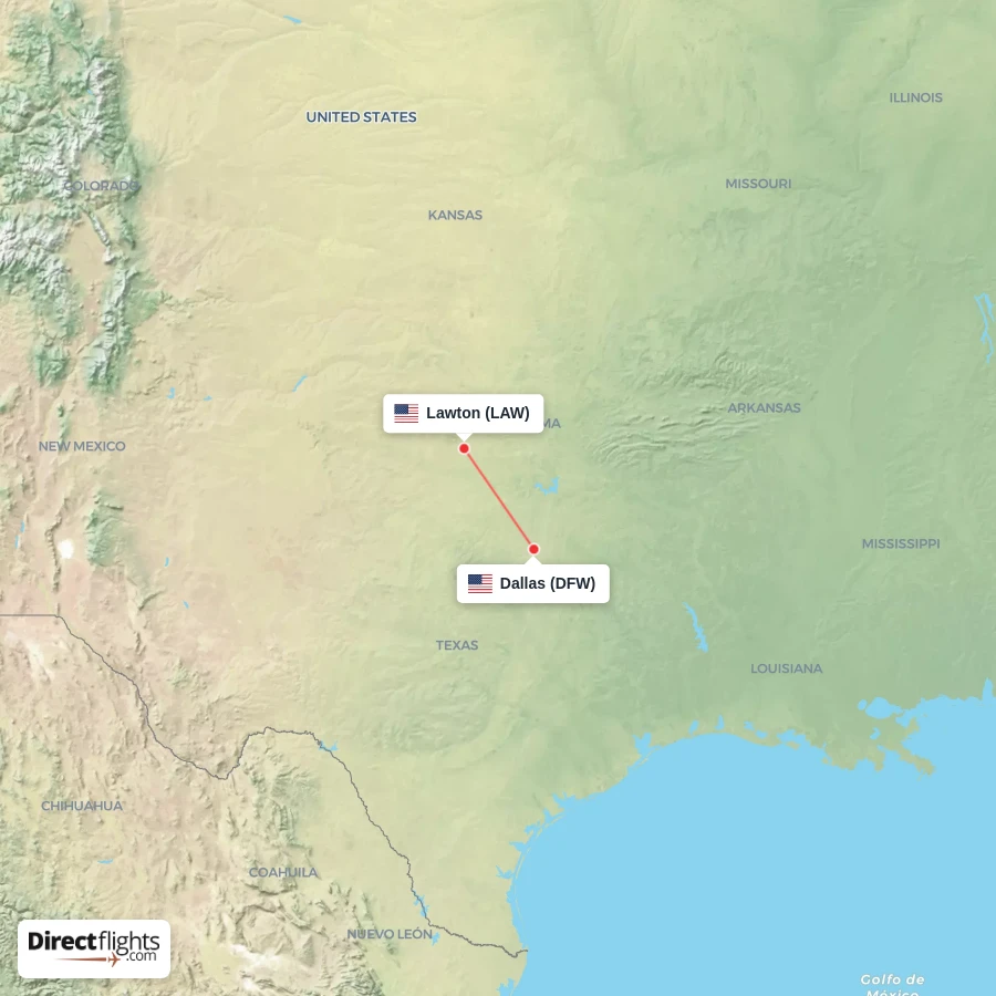 DFW - LAW route map