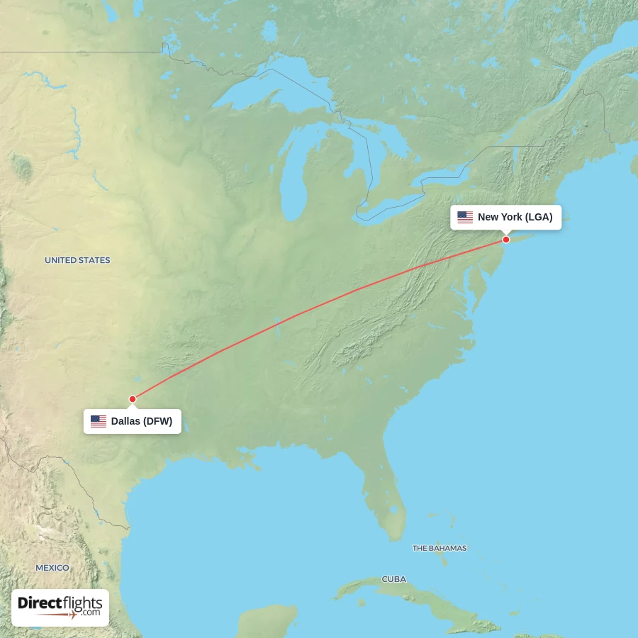 DFW - LGA route map