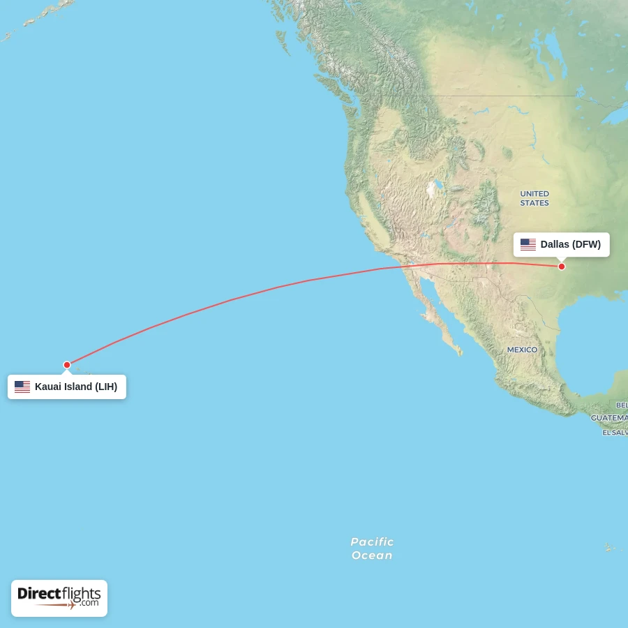 DFW - LIH route map