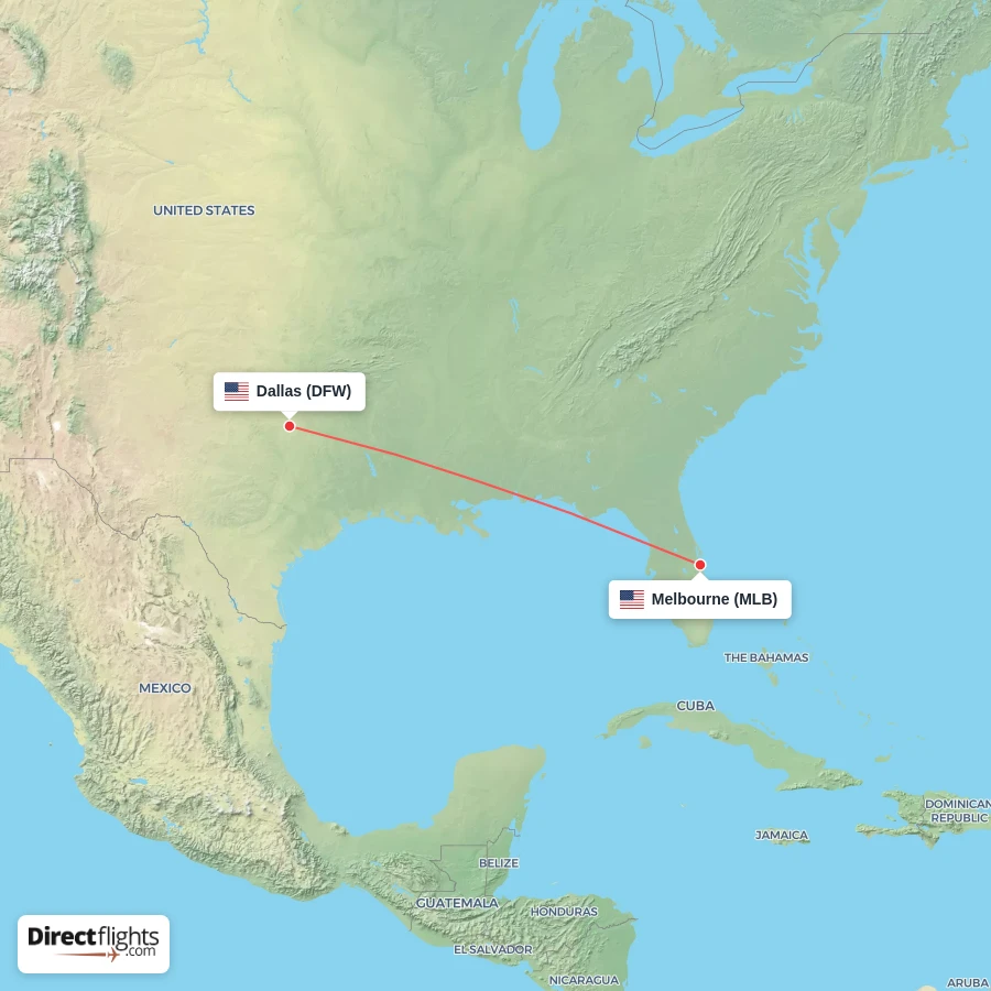 DFW - MLB route map