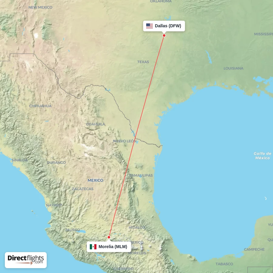 DFW - MLM route map