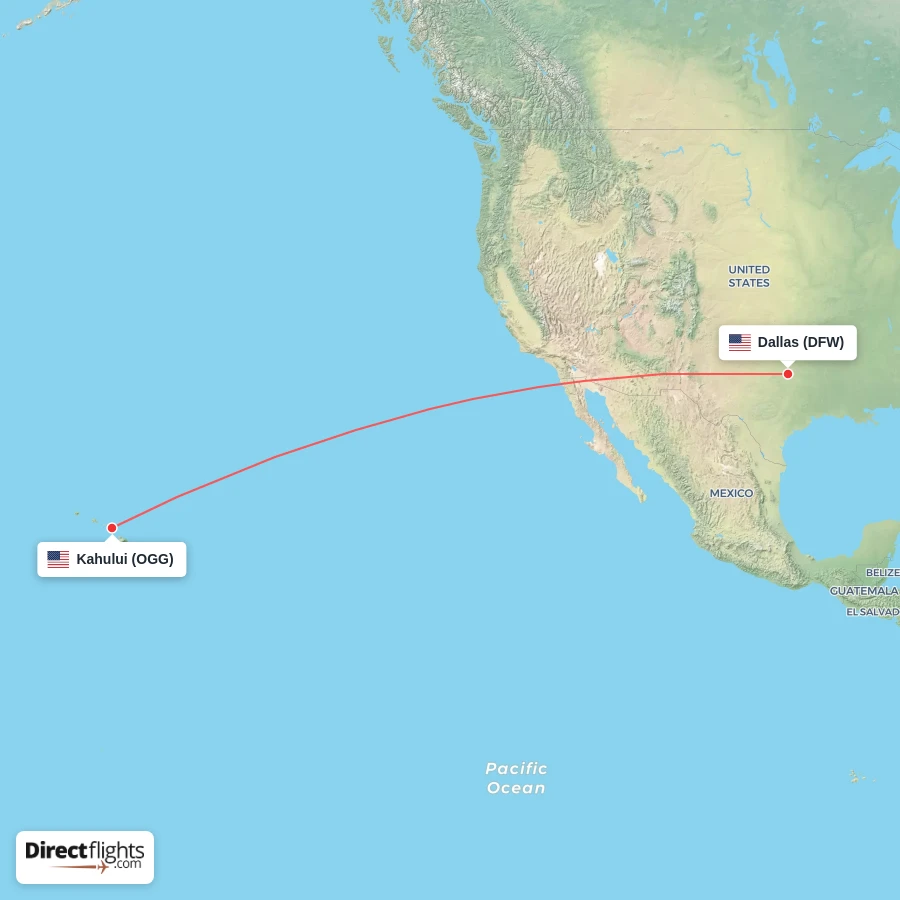 DFW - OGG route map