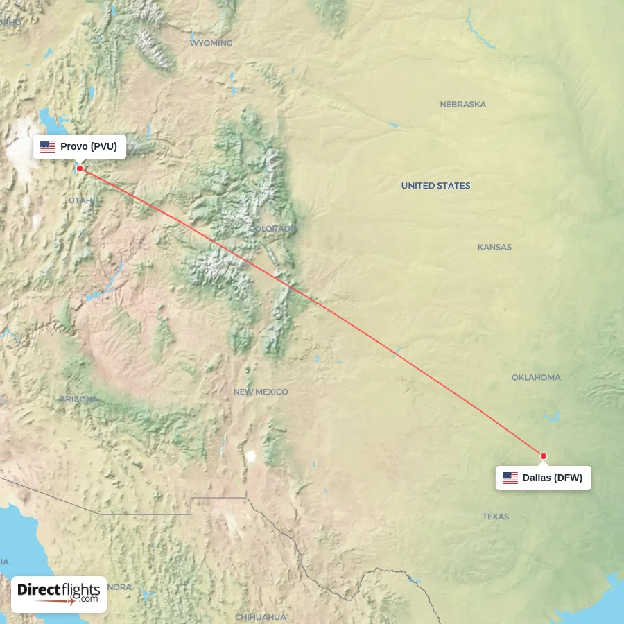 DFW - PVU route map