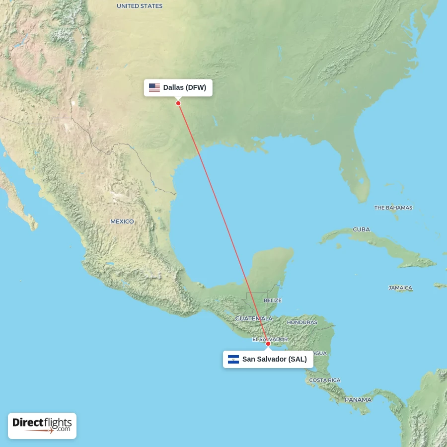 DFW - SAL route map