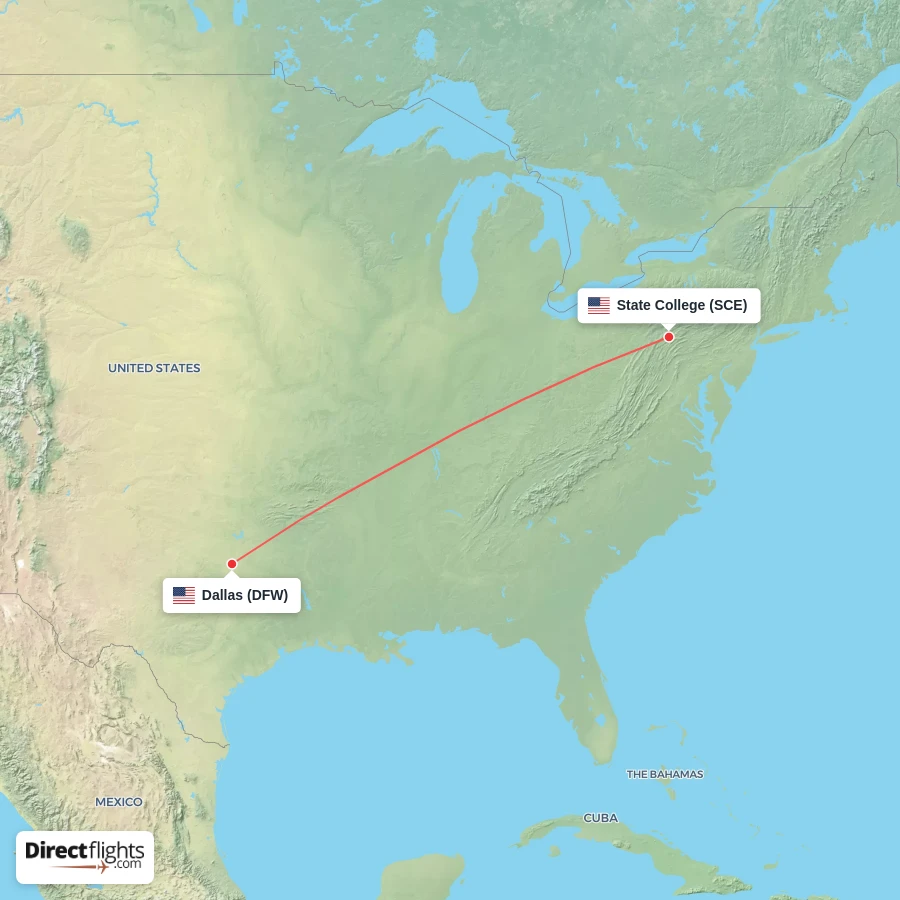 DFW - SCE route map