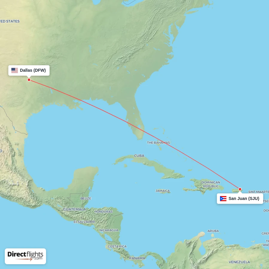 DFW - SJU route map