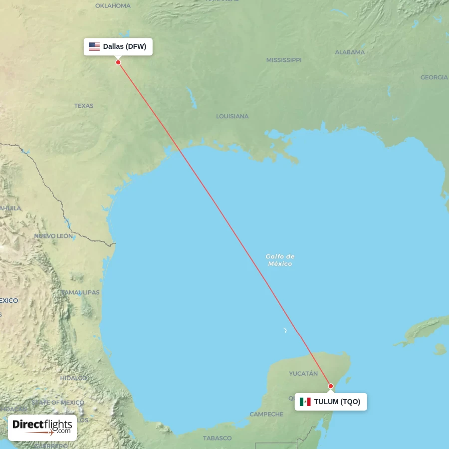 DFW - TQO route map