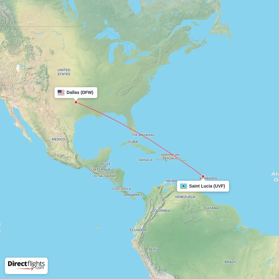 DFW - UVF route map