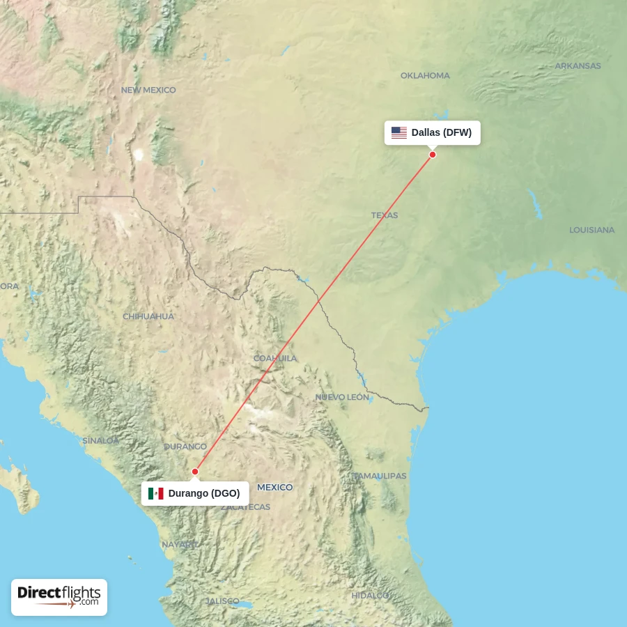 DGO - DFW route map
