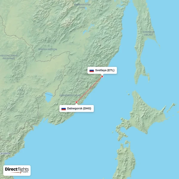 Dalnegorsk - Svetlaya direct flight map