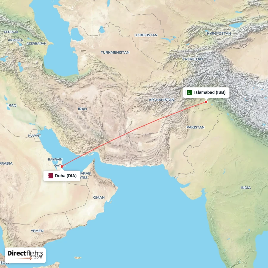 DIA - ISB route map