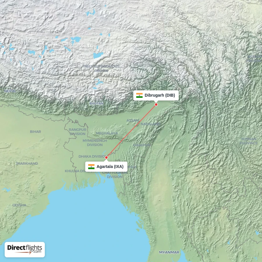 DIB - IXA route map