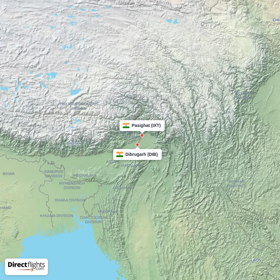 DIB - IXT route map