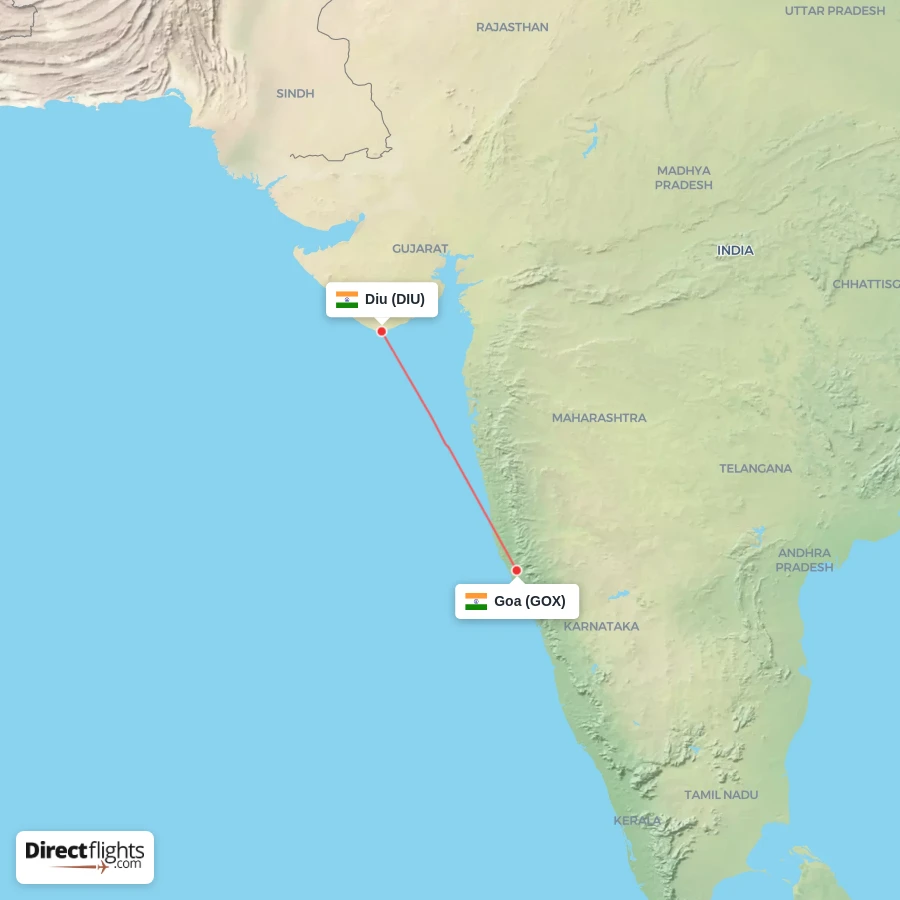 DIU - GOX route map