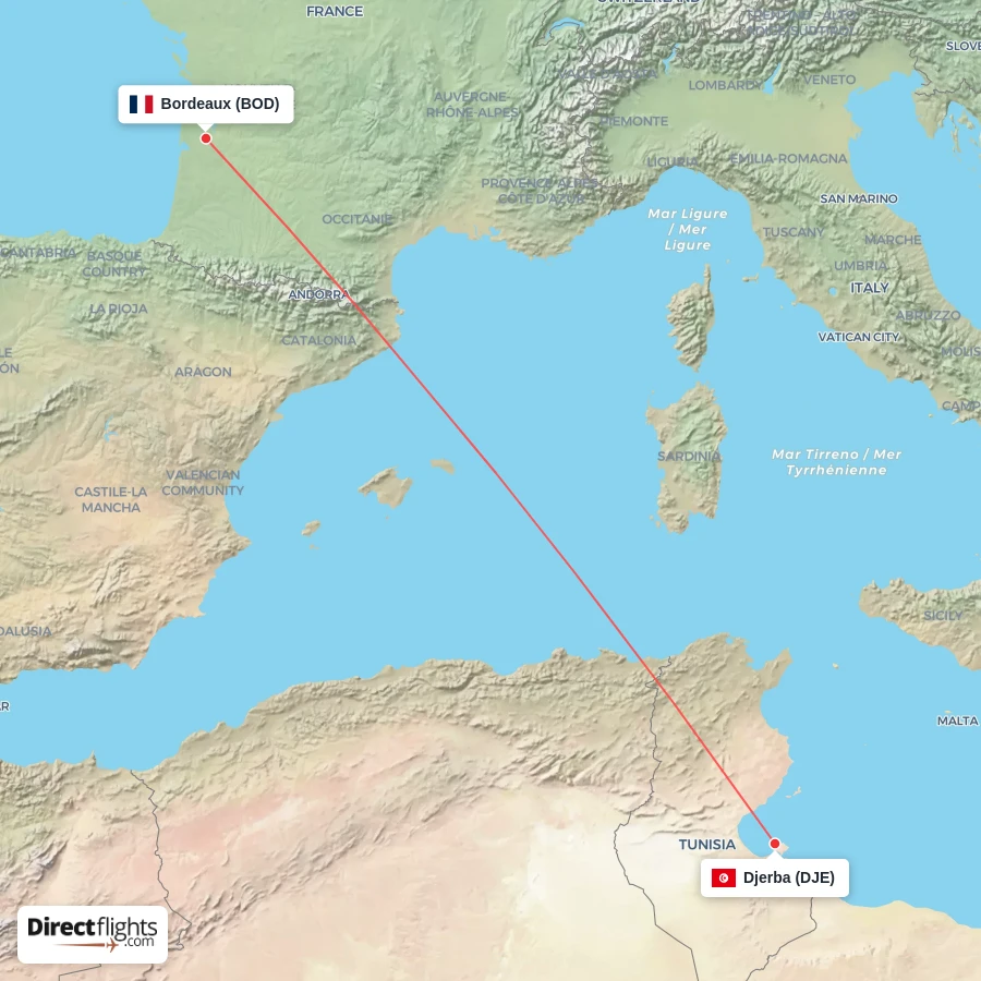 DJE - BOD route map
