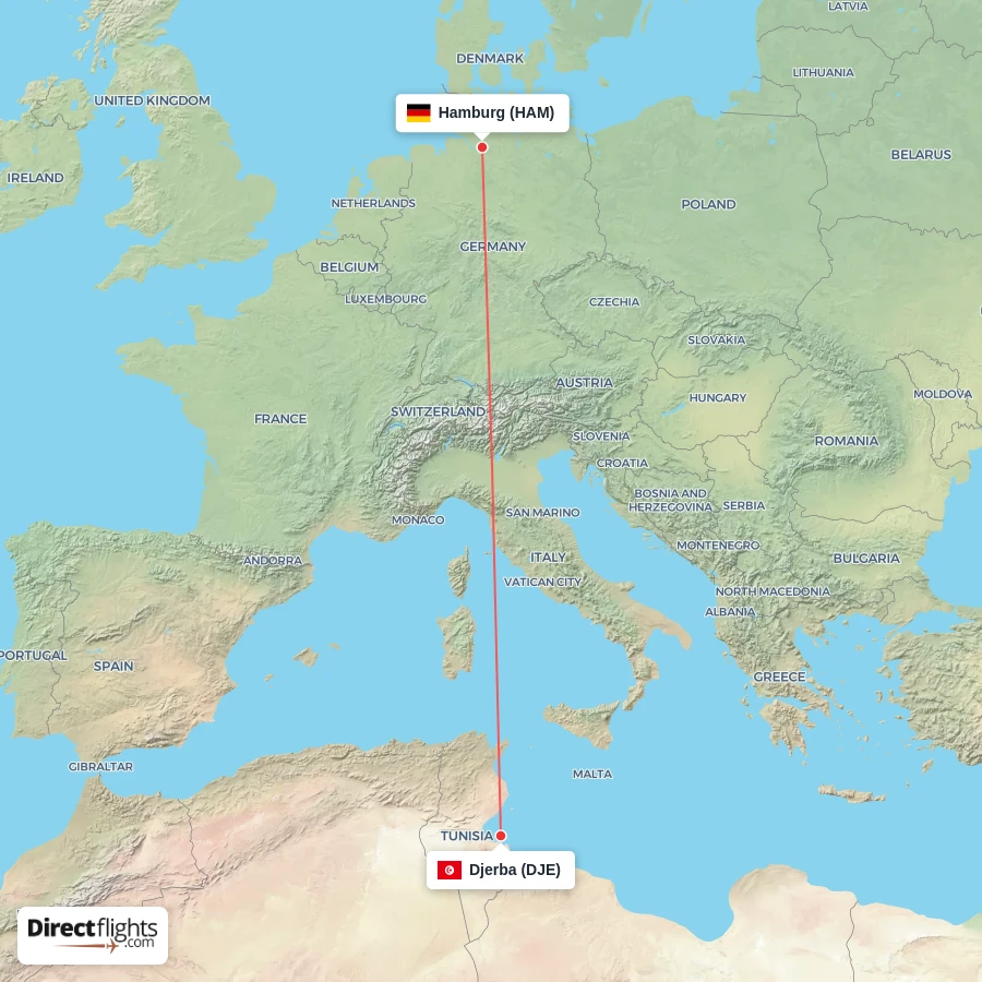 DJE - HAM route map