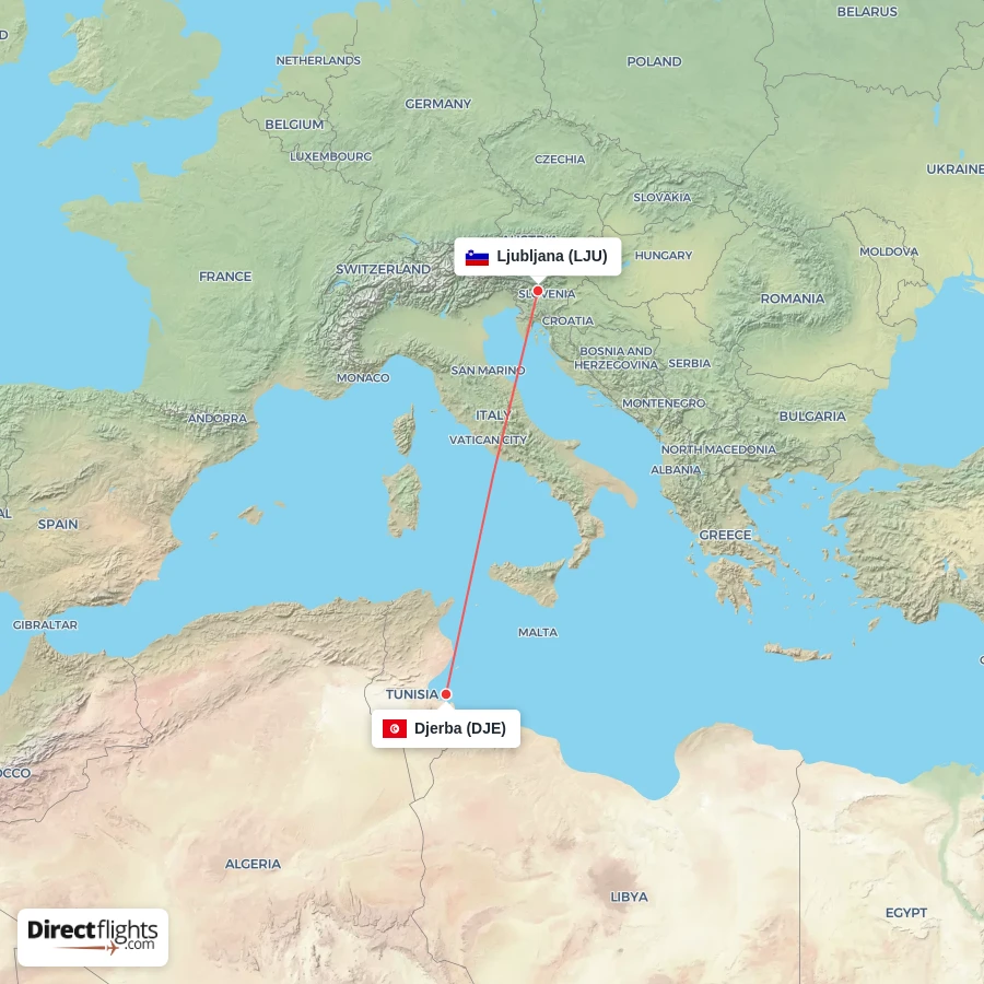 DJE - LJU route map