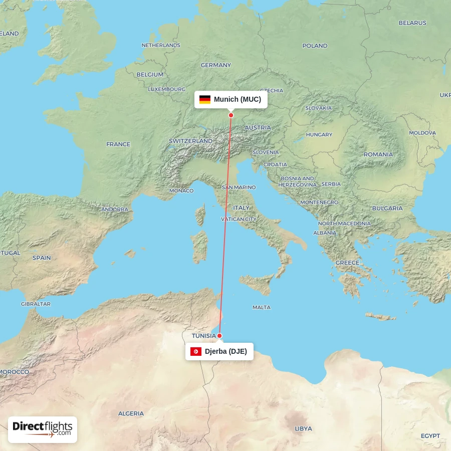 DJE - MUC route map