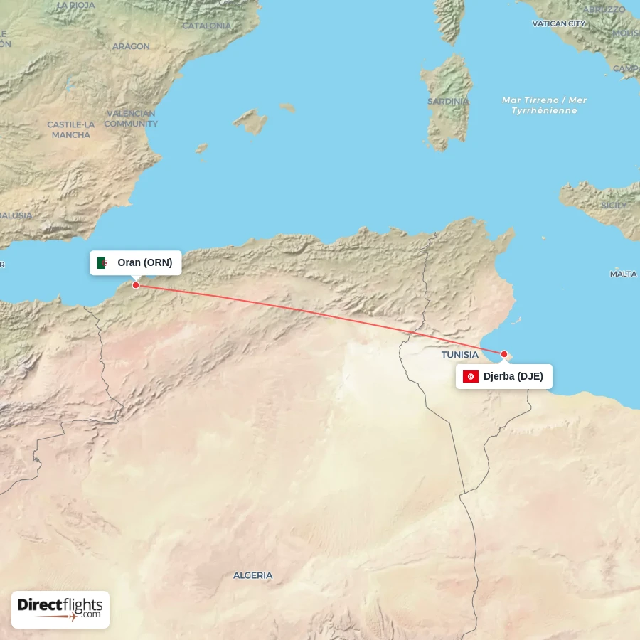 DJE - ORN route map