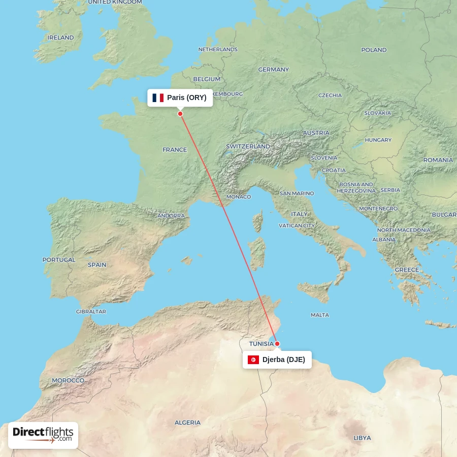 DJE - ORY route map