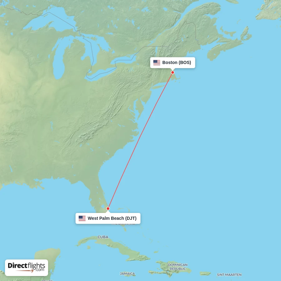 DJT - BOS route map