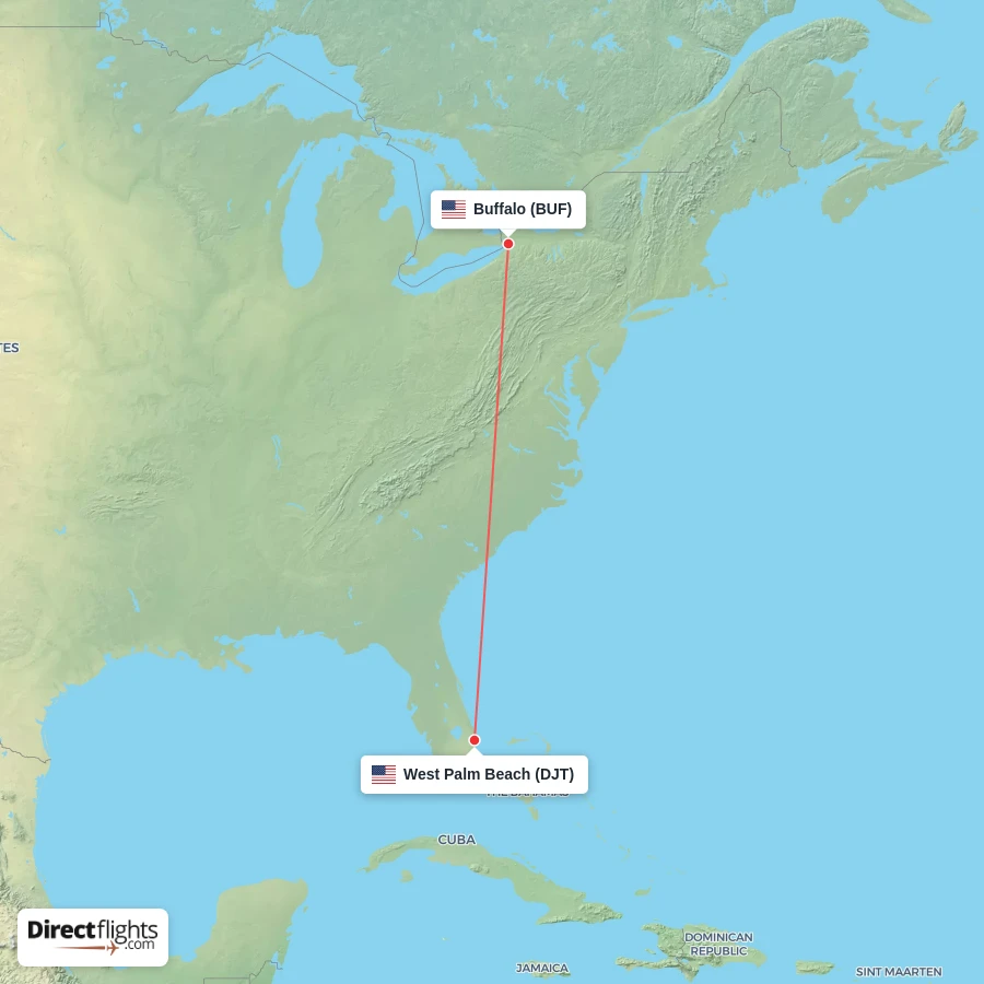 DJT - BUF route map