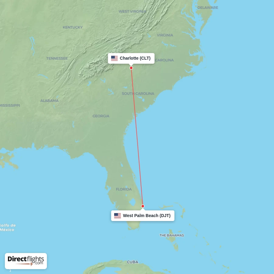 DJT - CLT route map