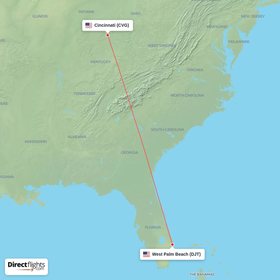 DJT - CVG route map