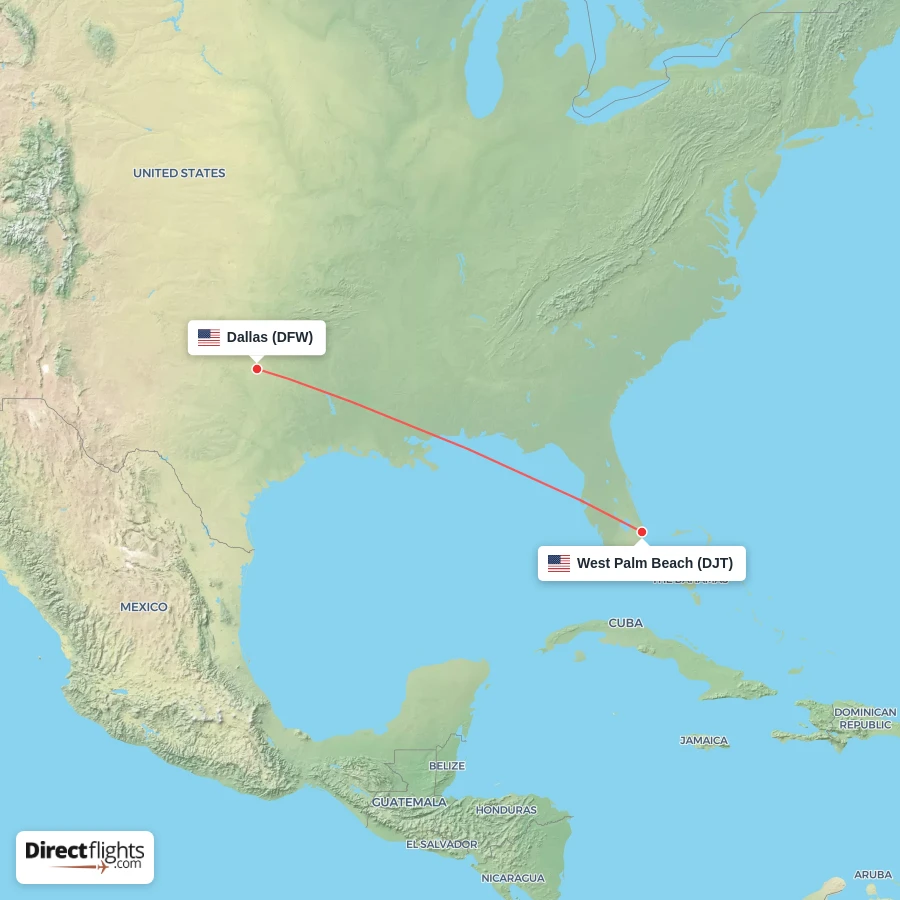 DJT - DFW route map