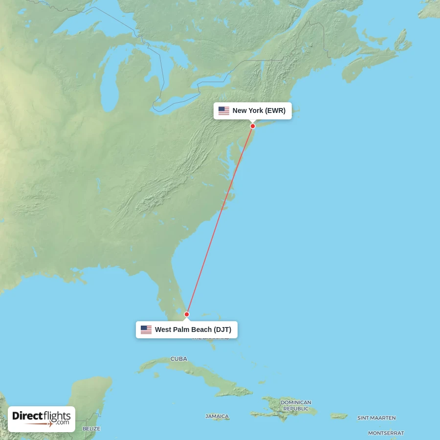 DJT - EWR route map