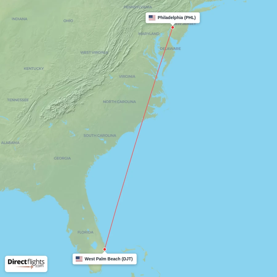 DJT - PHL route map
