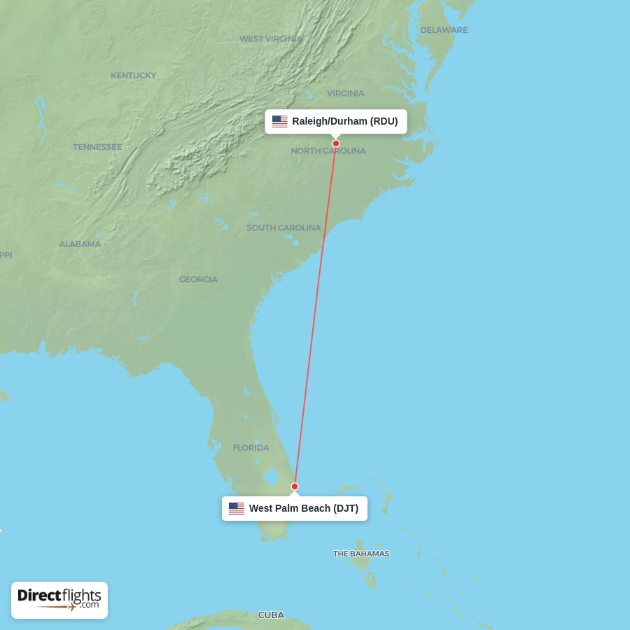 DJT - RDU route map