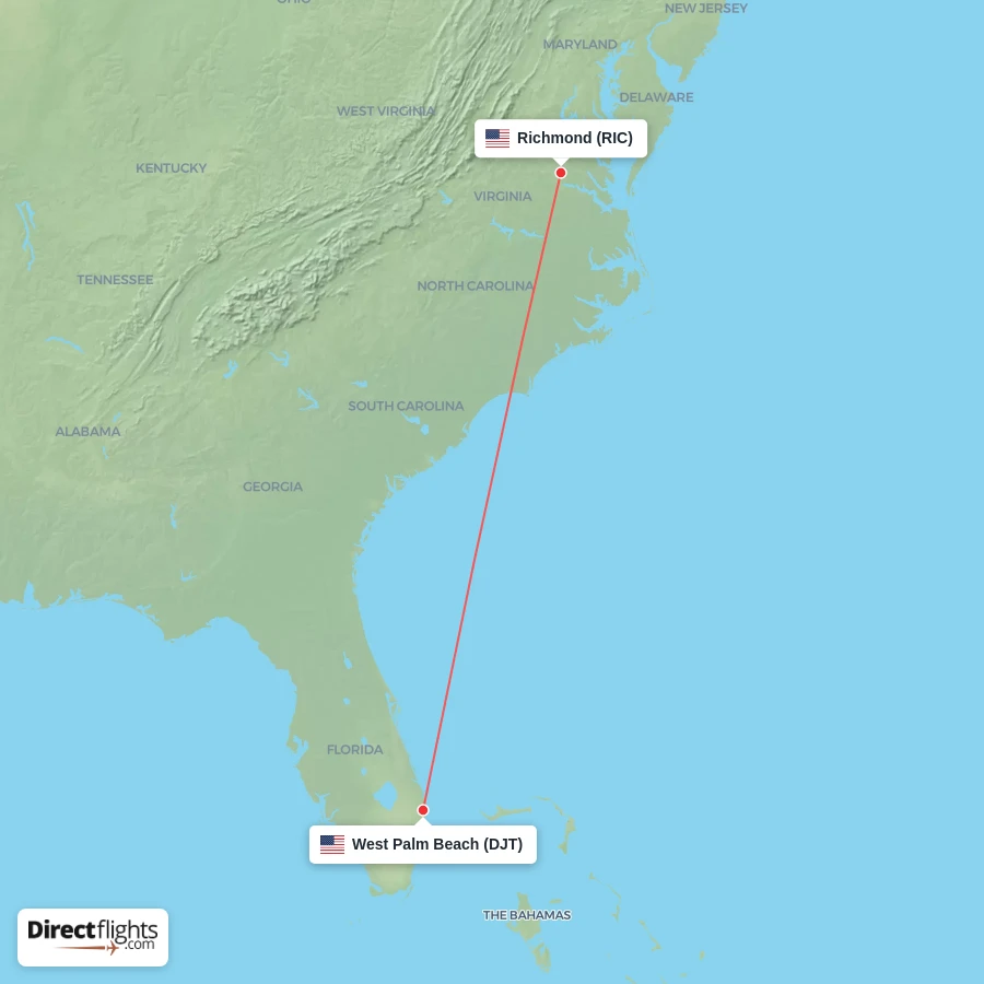 DJT - RIC route map
