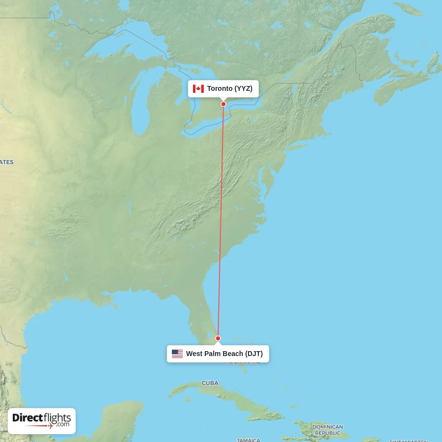 DJT - YYZ route map