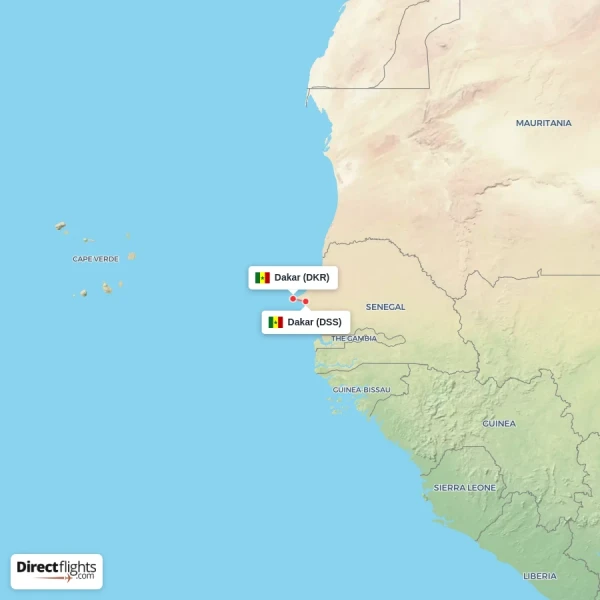 Dakar - Dakar direct flight map