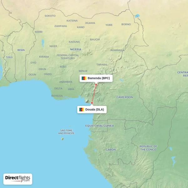Douala - Bamenda direct flight map