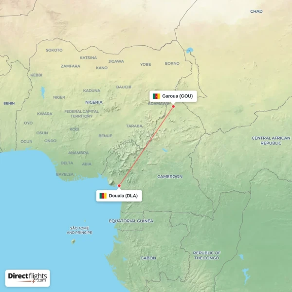 Douala - Garoua direct flight map