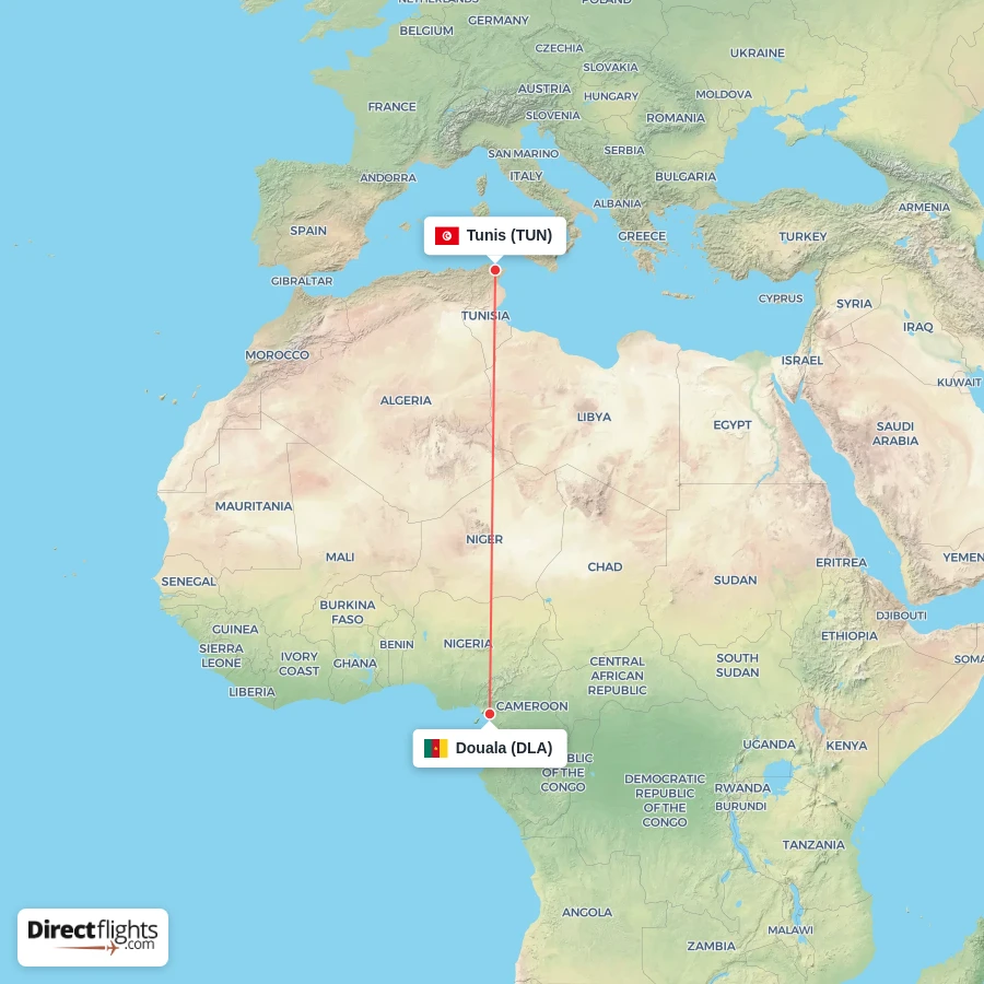 DLA - TUN route map