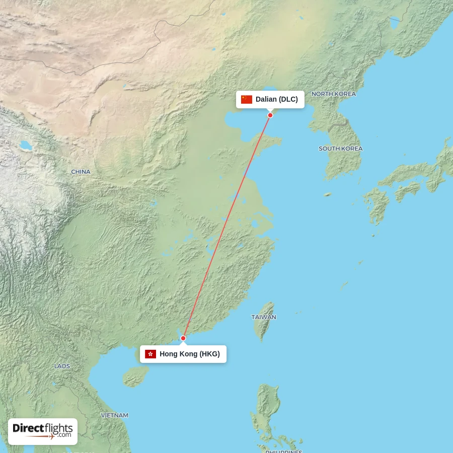 DLC - HKG route map